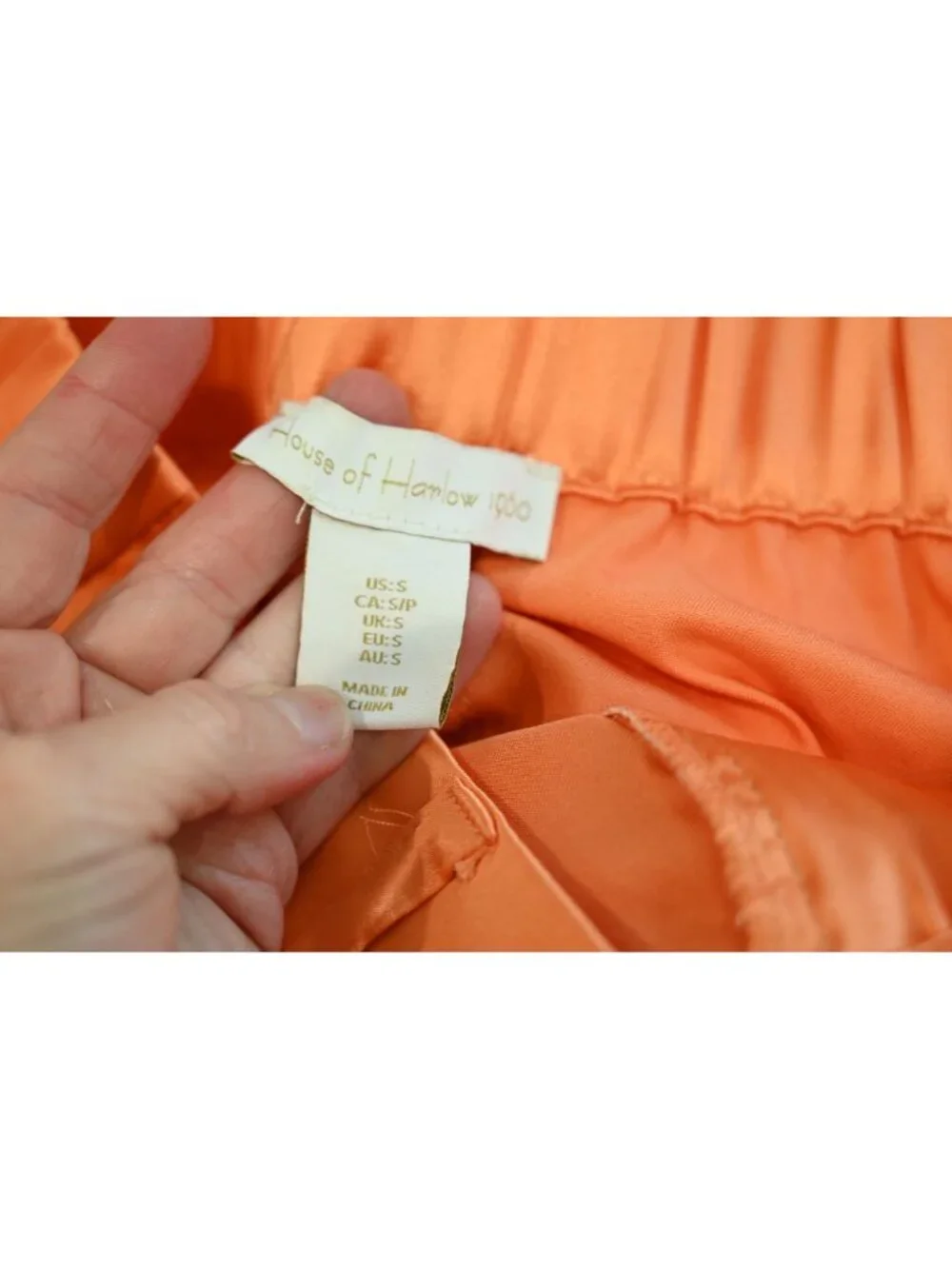 House of Harlow 1960 Satin Wide Leg High Rise Pants Orange Sz S Trousers Glam